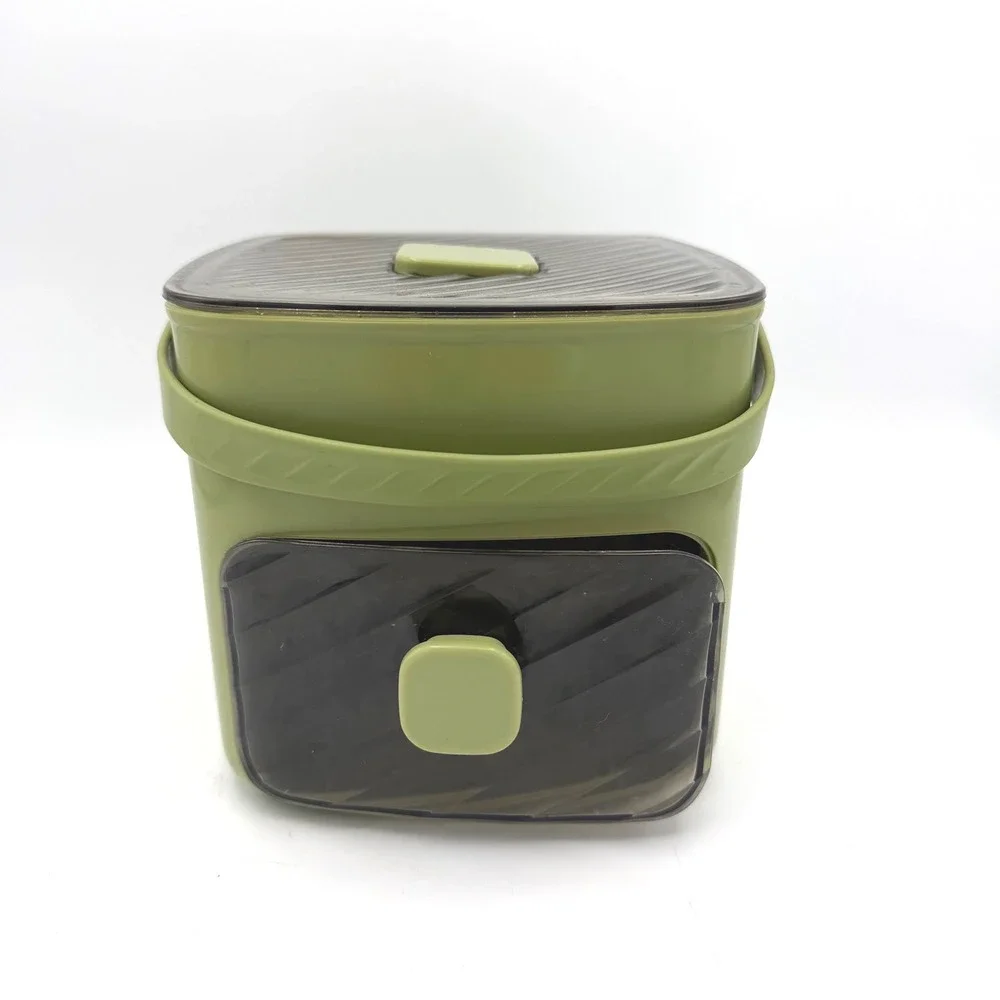 Press Type 48 Grid Ice Cube Tray Storage Bin Set Green Portable‎ Handle Drawer